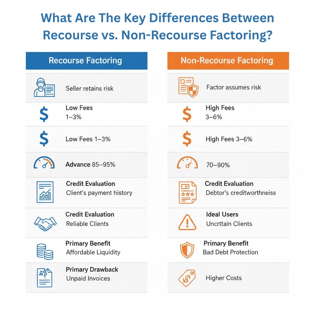 what is differences between recourse vs non recourse factoring